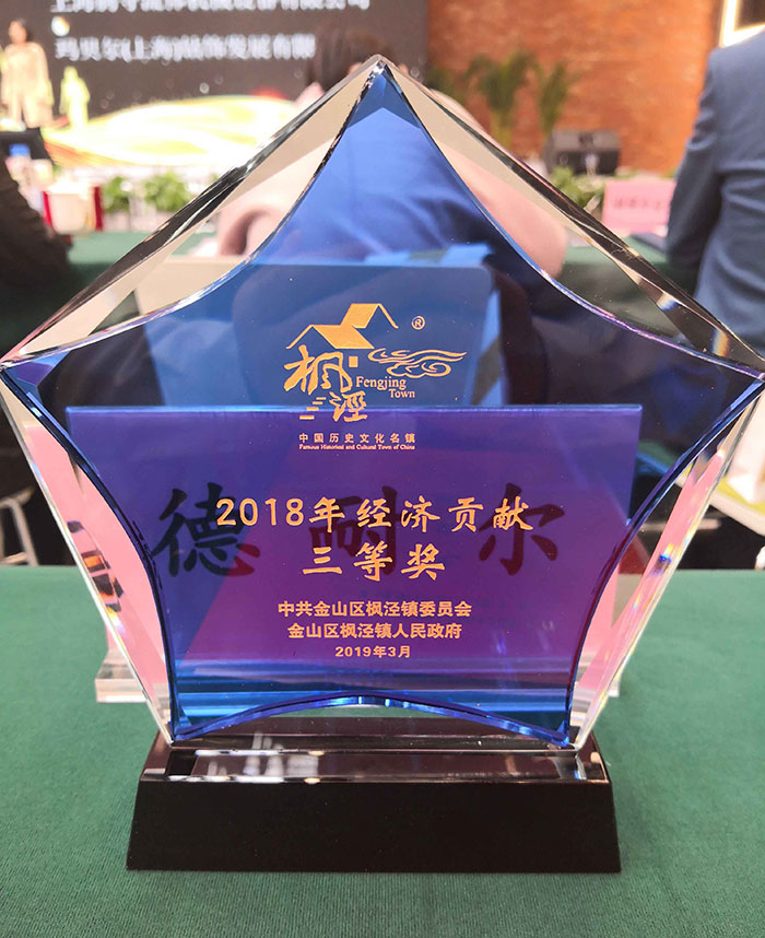2019年枫泾镇召开优化营商环境会议,德耐尔荣获经济贡献奖